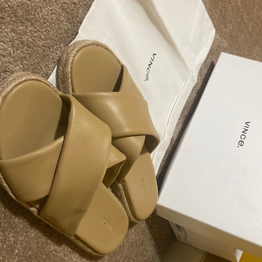 Vince nude leather slides